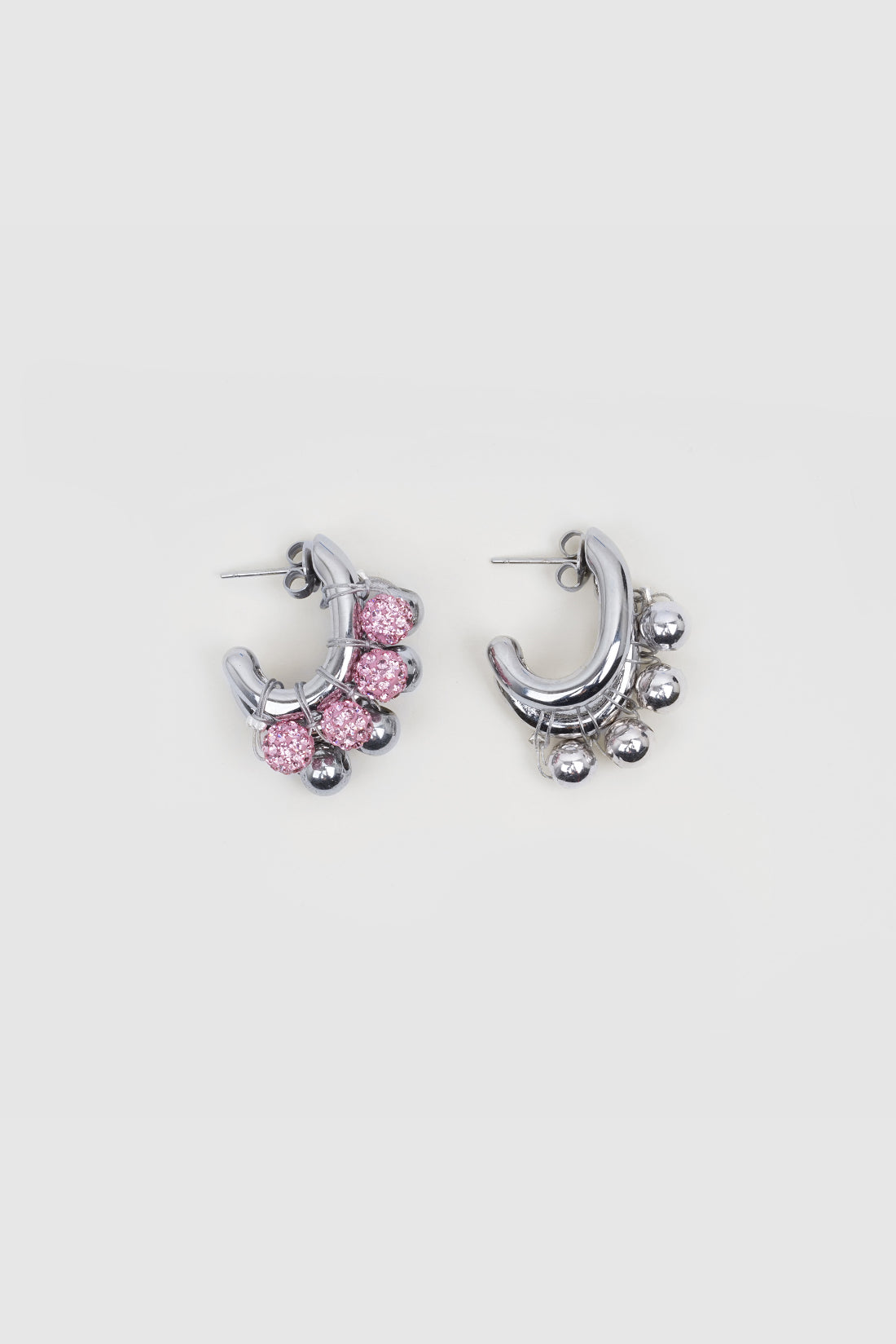 EARRINGS LA BICHRIS SILVERED/PINK