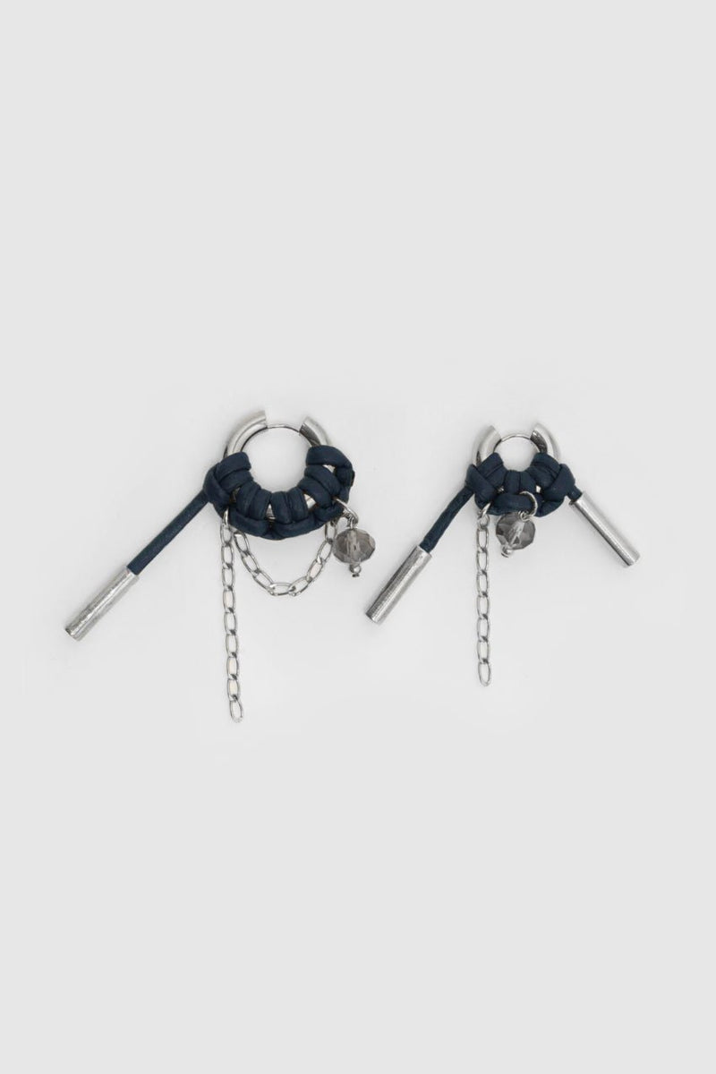 EARRINGS LA LINDSAY SILVERED/MARINE