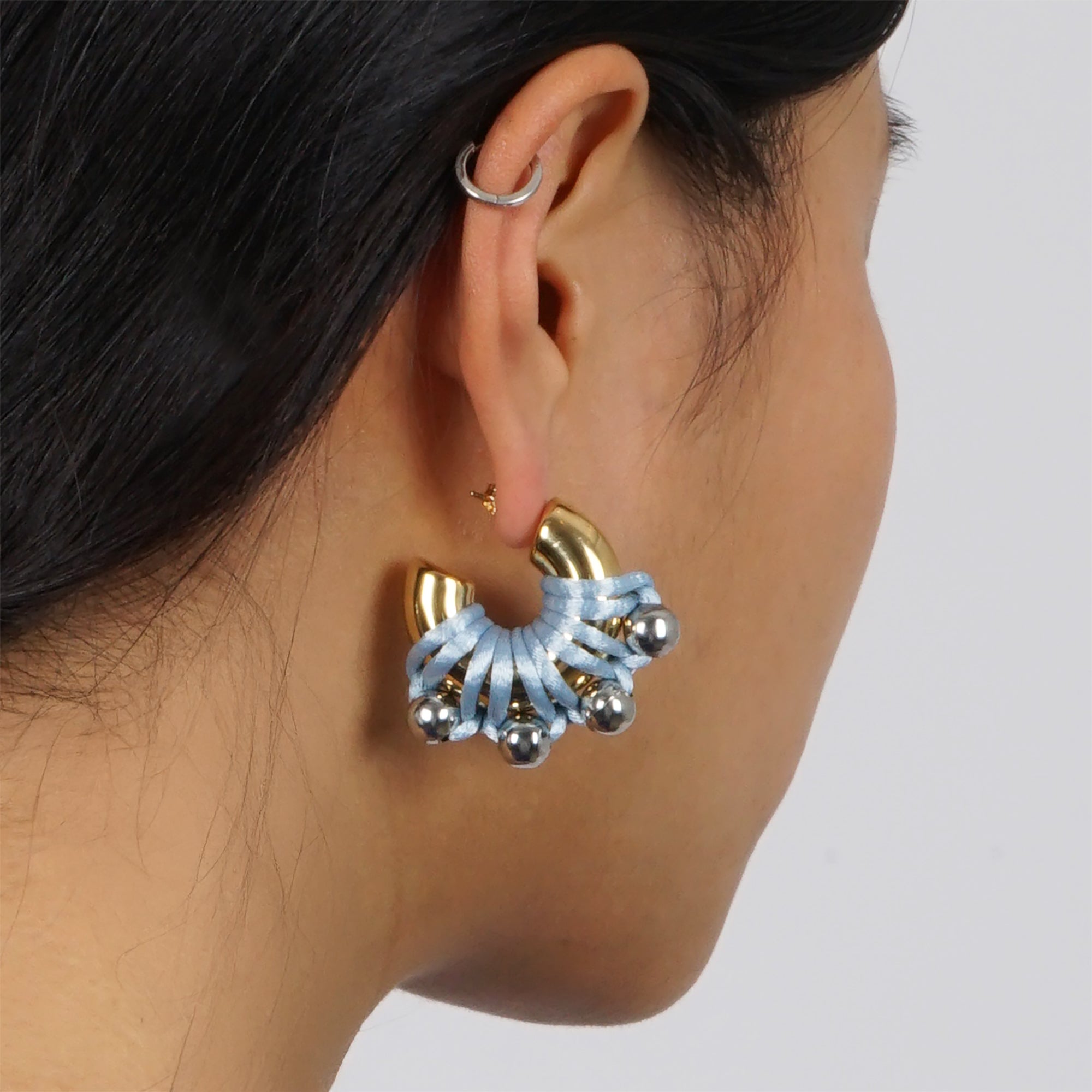 EARRINGS LA CHUNKY GOLDEN/BLUE