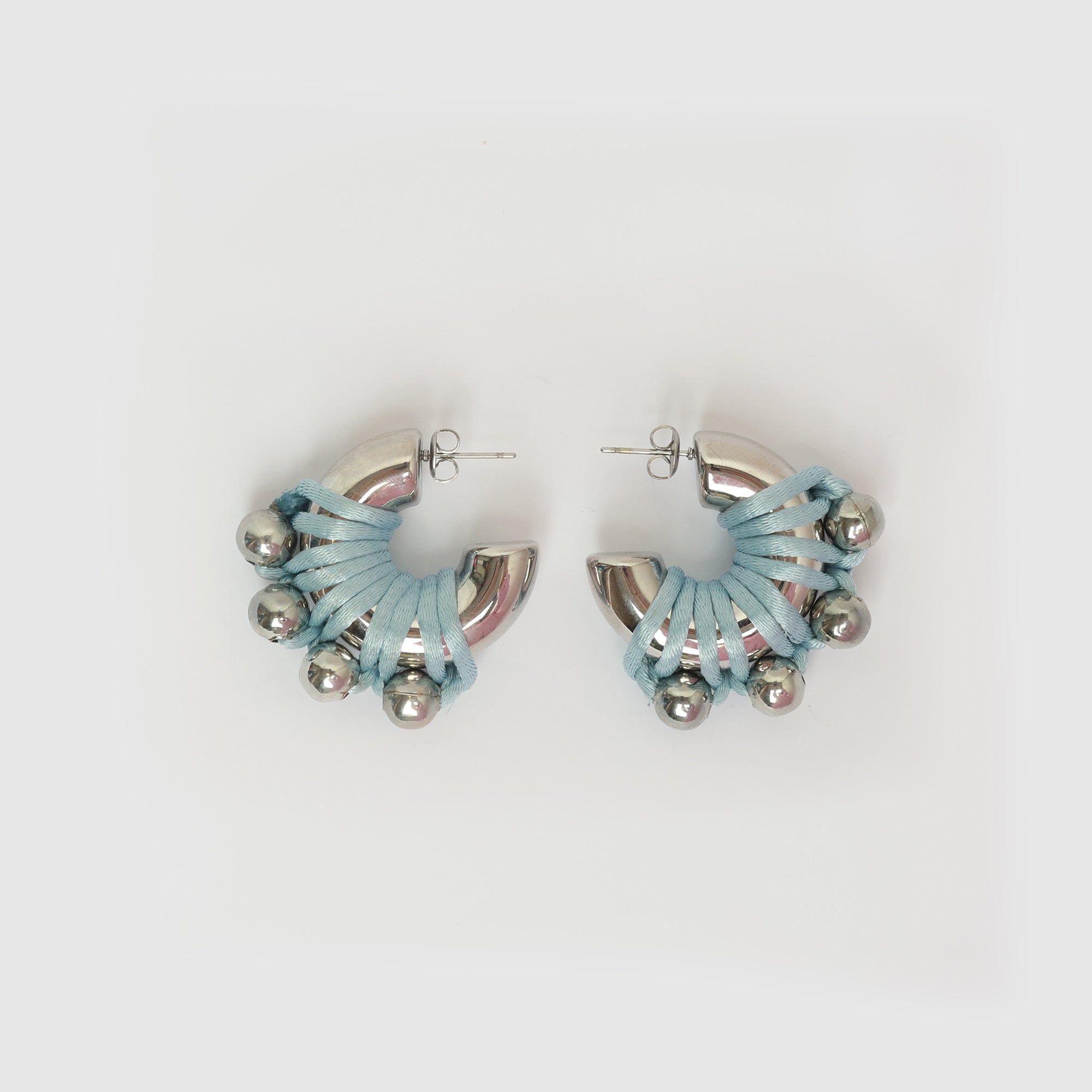 EARRINGS LA CHUNKY SILVERED/BLUE