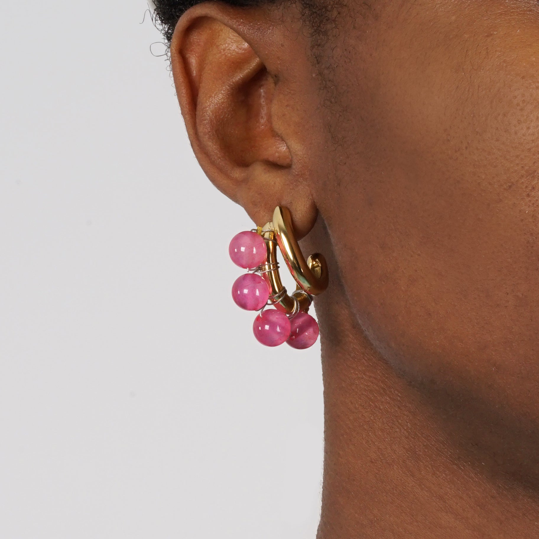 EARRINGS LA CHRIS GOLDEN/PINK