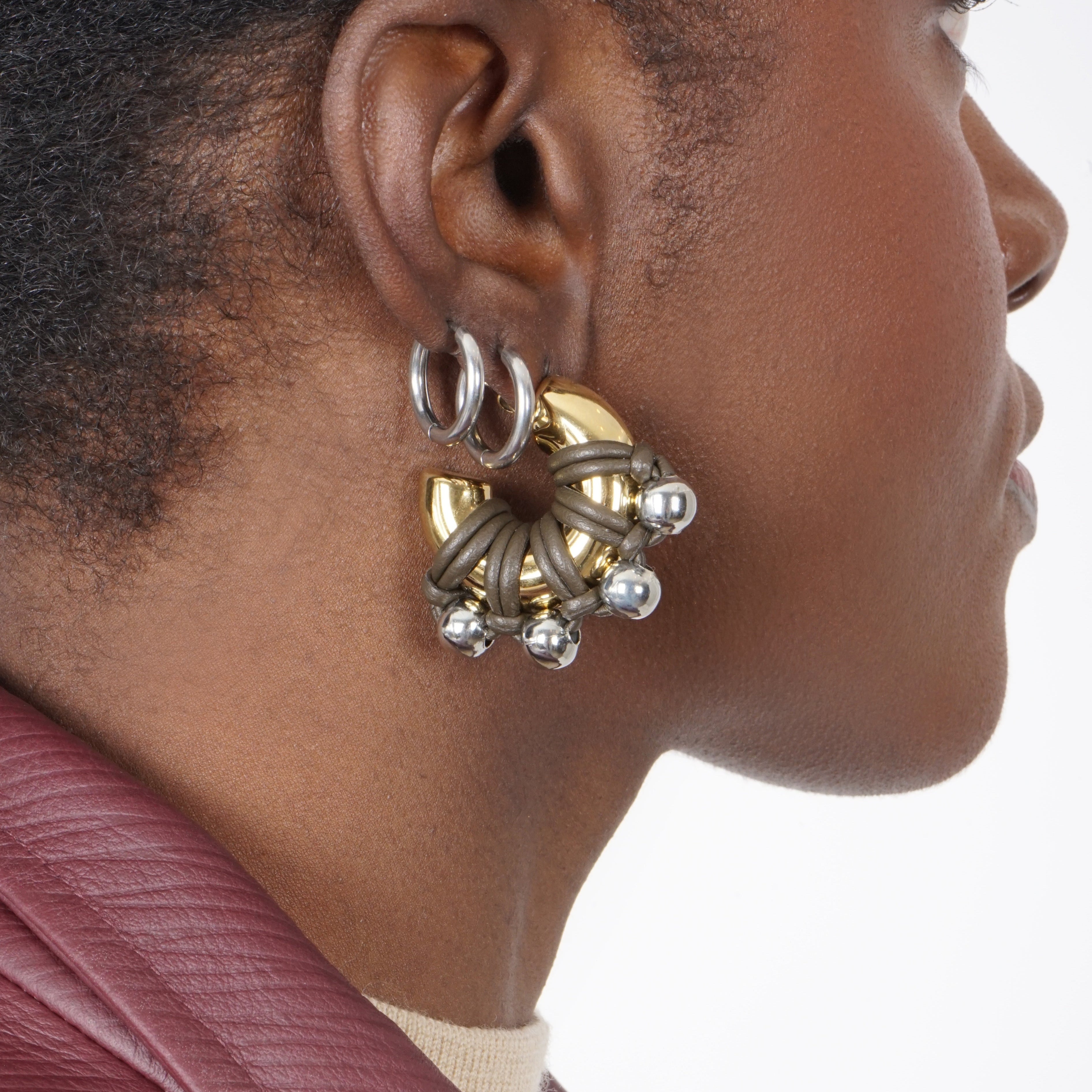 EARRINGS LA CHUNKY GOLDEN/KAKI