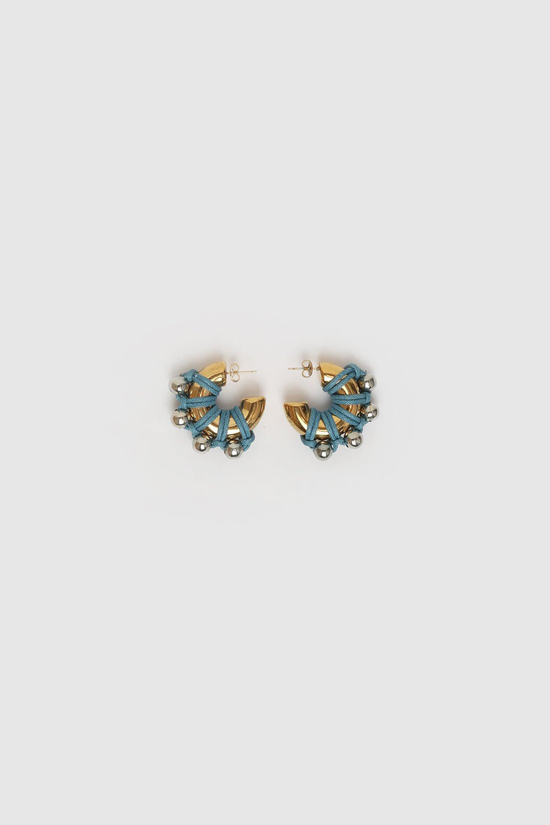 EARRINGS LA CHUNKY GOLDEN/BLUE