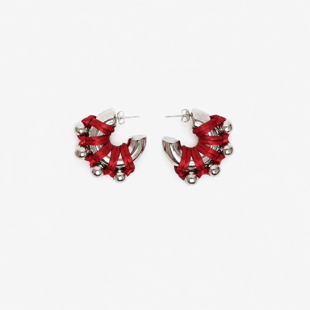 BOUCLES D’OREILLES LA CHUNKY ARGENTÉ/ROUGE