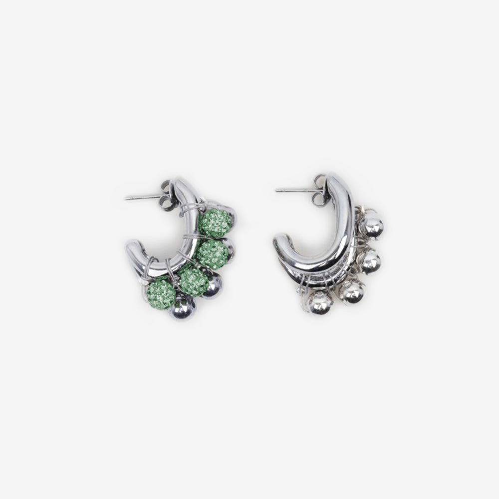 BOUCLES D’OREILLES LA BICHRIS ARGENTÉ/VERT