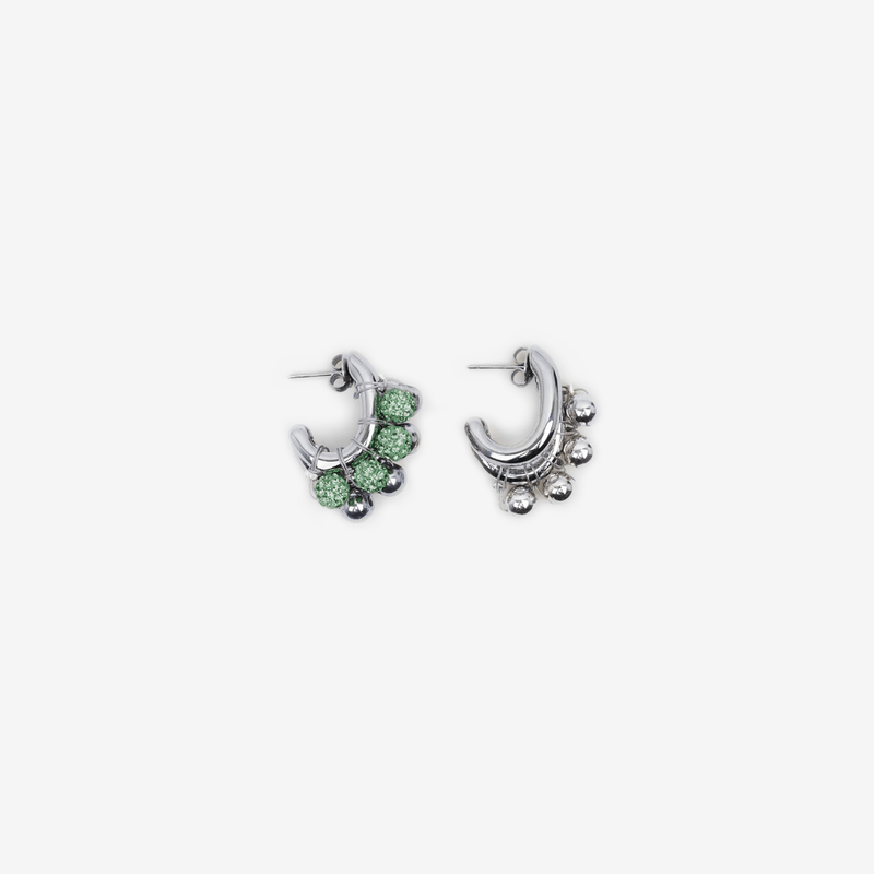EARRINGS LA BICHRIS SILVERED/GREEN