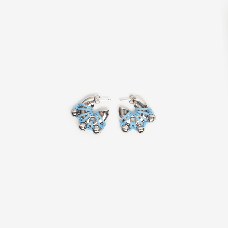 EARRINGS LA PLUTON TRESSEE SILVERED/SKY