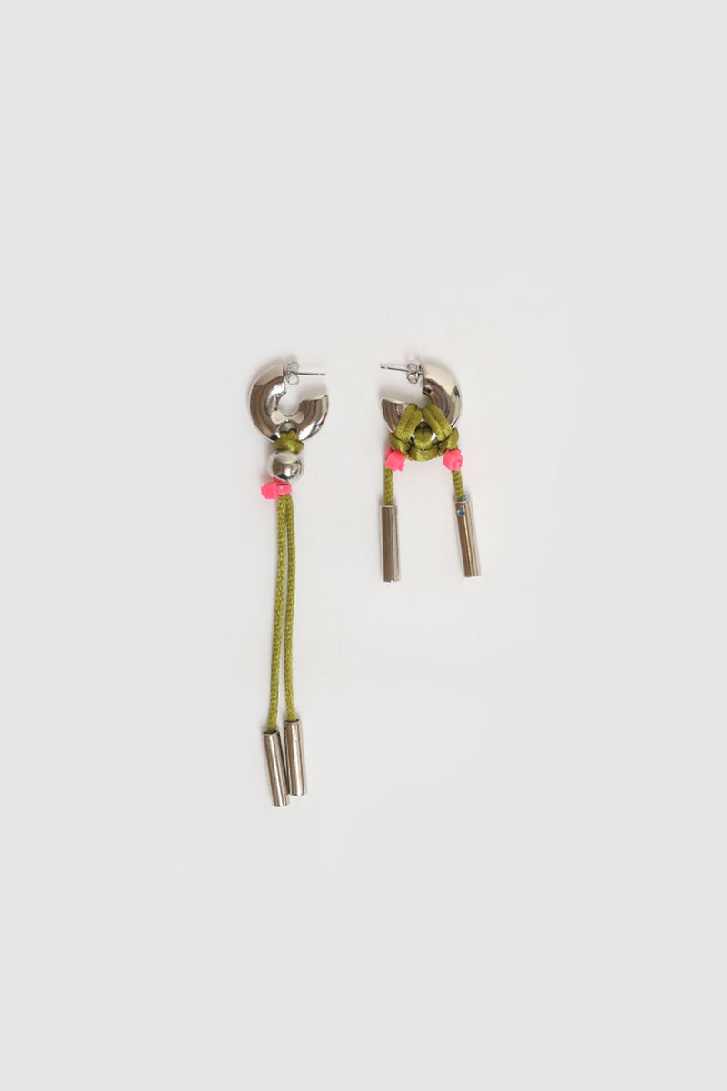 EARRINGS LA BÉBÉ CORDON SILVERED/GREEN