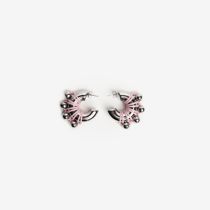 EARRINGS LA CHUNKY SILVERED/PETAL