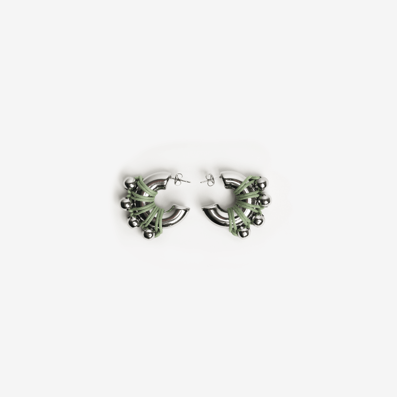 EARRINGS LA CHUNKY SILVERED/PISTACHIO