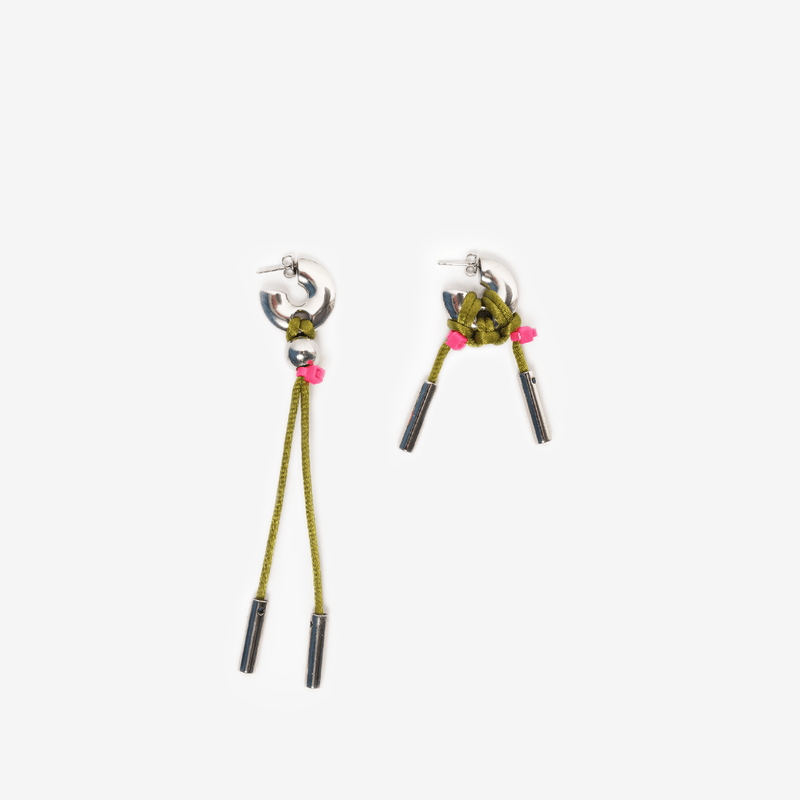 BOUCLES D’OREILLES LA BÉBÉ CORDON ARGENTÉ/VERT 