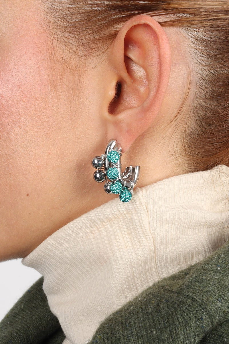 EARRINGS LA BICHRIS SILVERED/BLUE - image secondaire