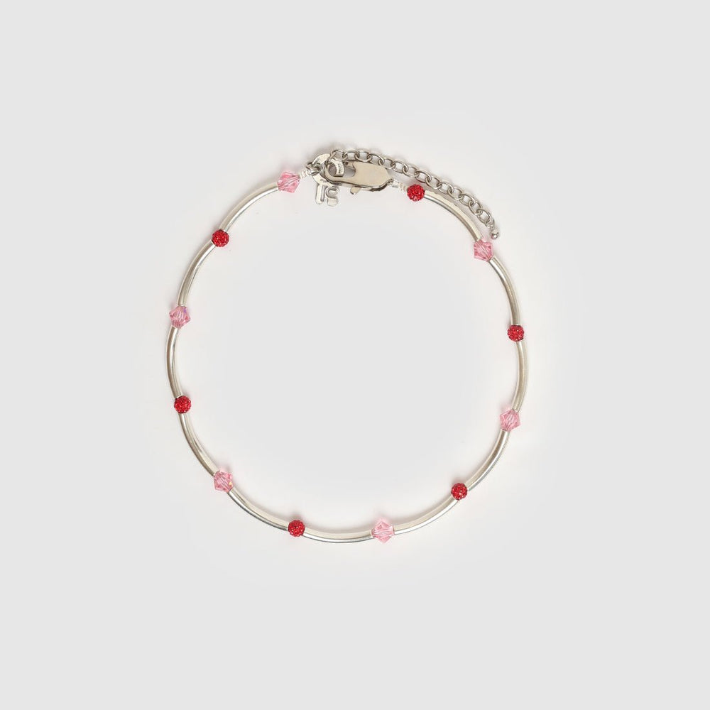 COLLIER LE MACARONI ARGENTÉ/ROUGE/ROSE