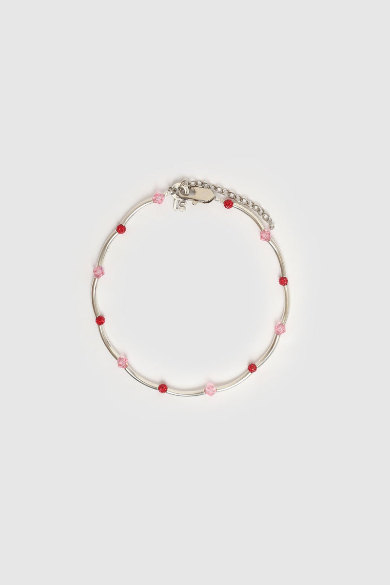 NECKLACE LE MACARONI SILVERED/RED/PINK