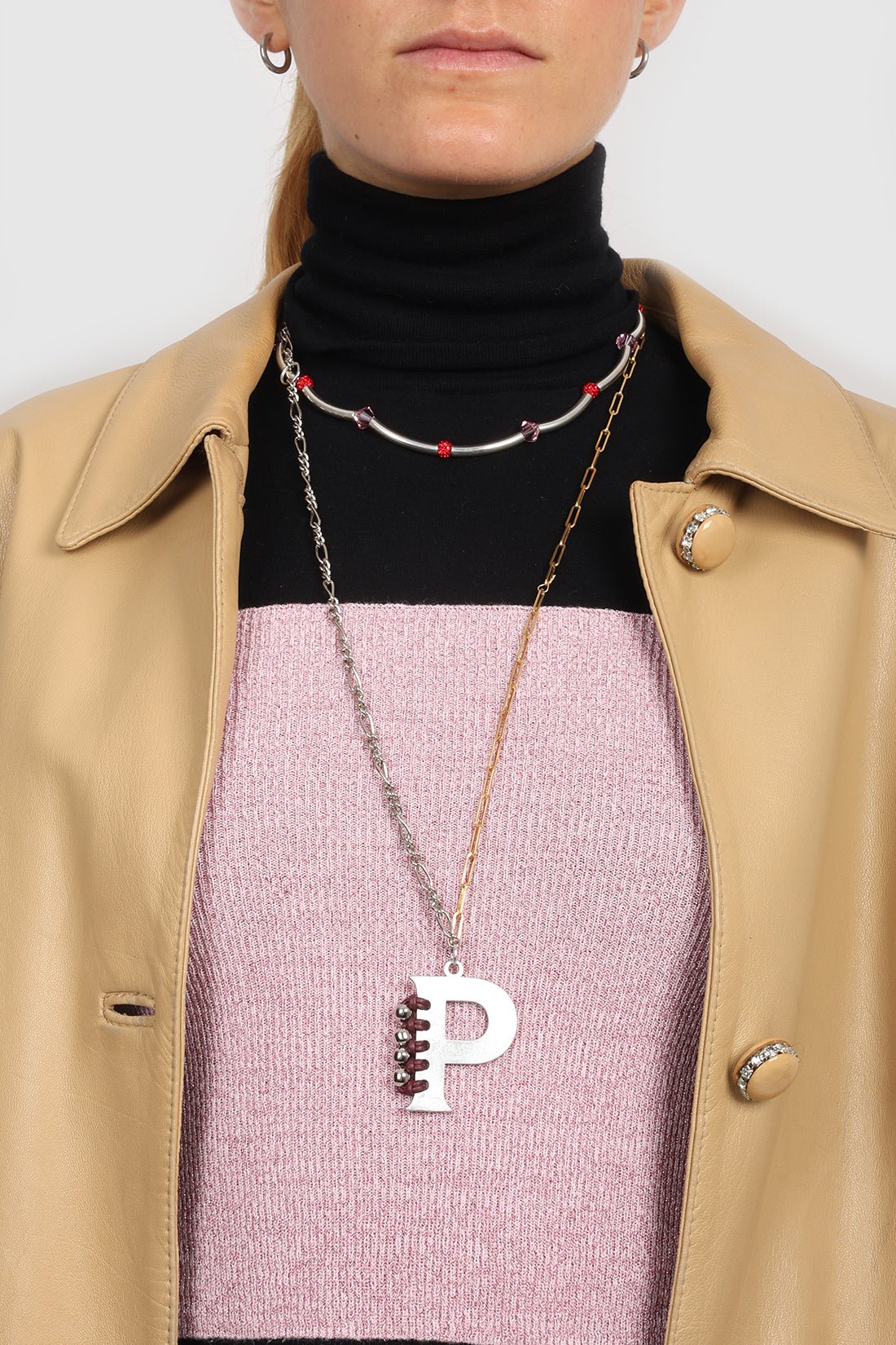 KITESY MARTIN STUDIONecklaceNECKLACE LE MONOGRAMME SILVERED/BURGUNDY