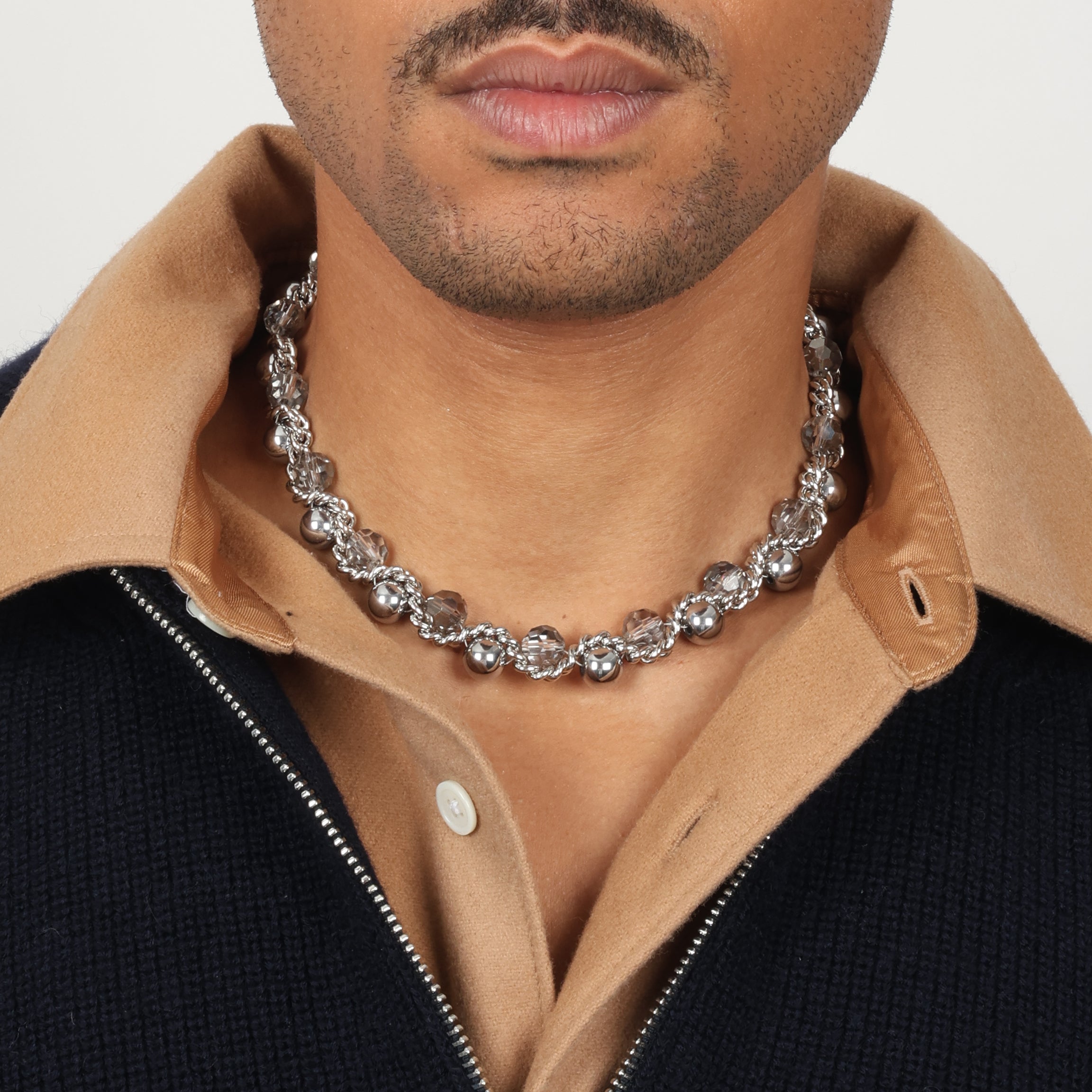 NECKLACE LE SERPENT SILVERED/CRYSTAL