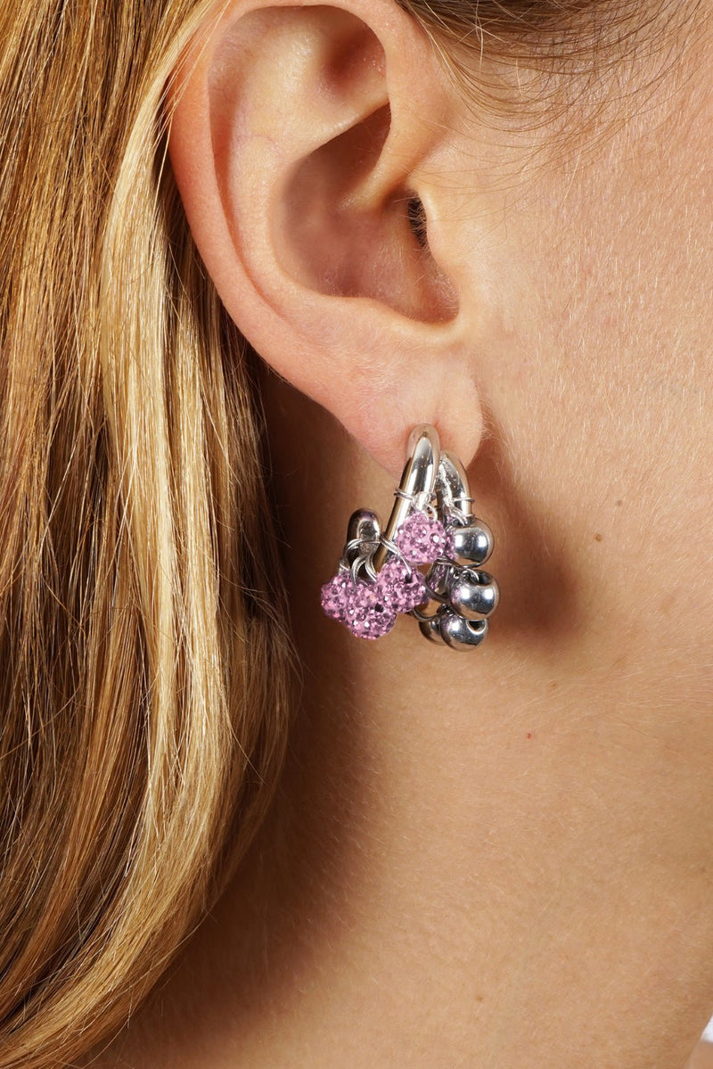 EARRINGS LA BICHRIS SILVERED/PINK - image secondaire