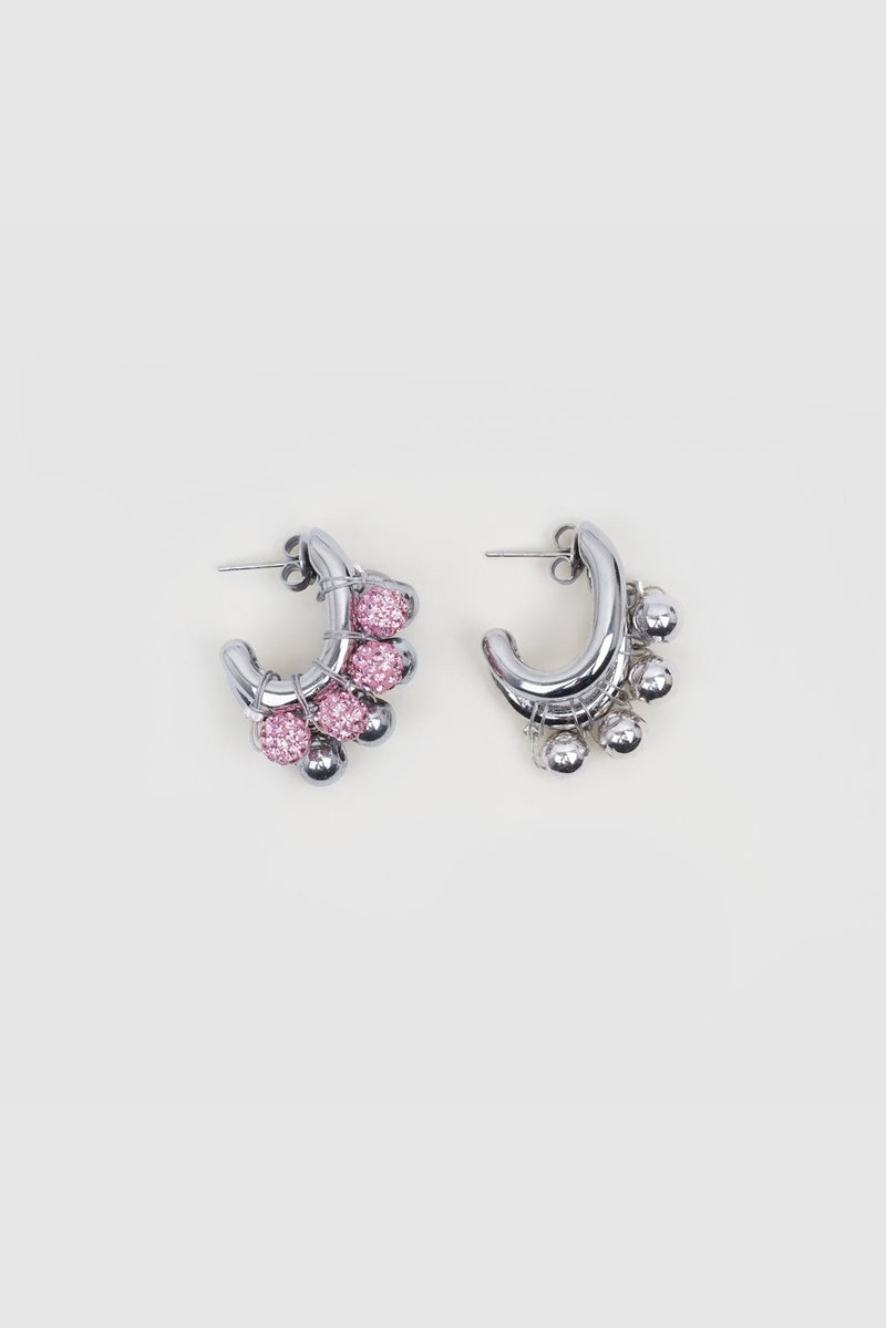 EARRINGS LA BICHRIS SILVERED/PINK