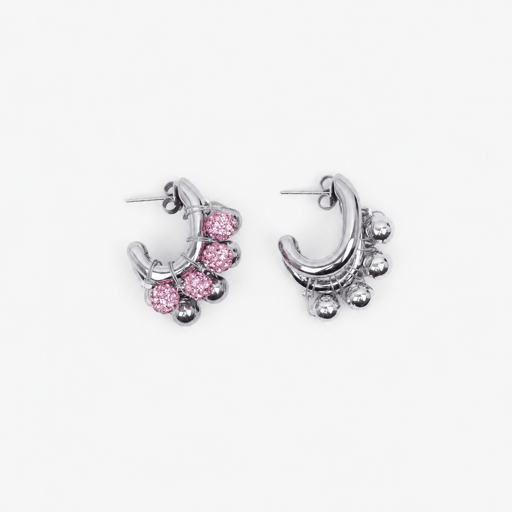 EARRINGS LA BICHRIS SILVERED/PINK
