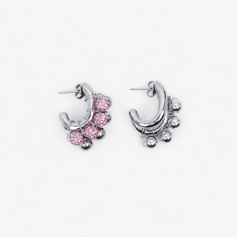 EARRINGS LA BICHRIS SILVERED/PINK