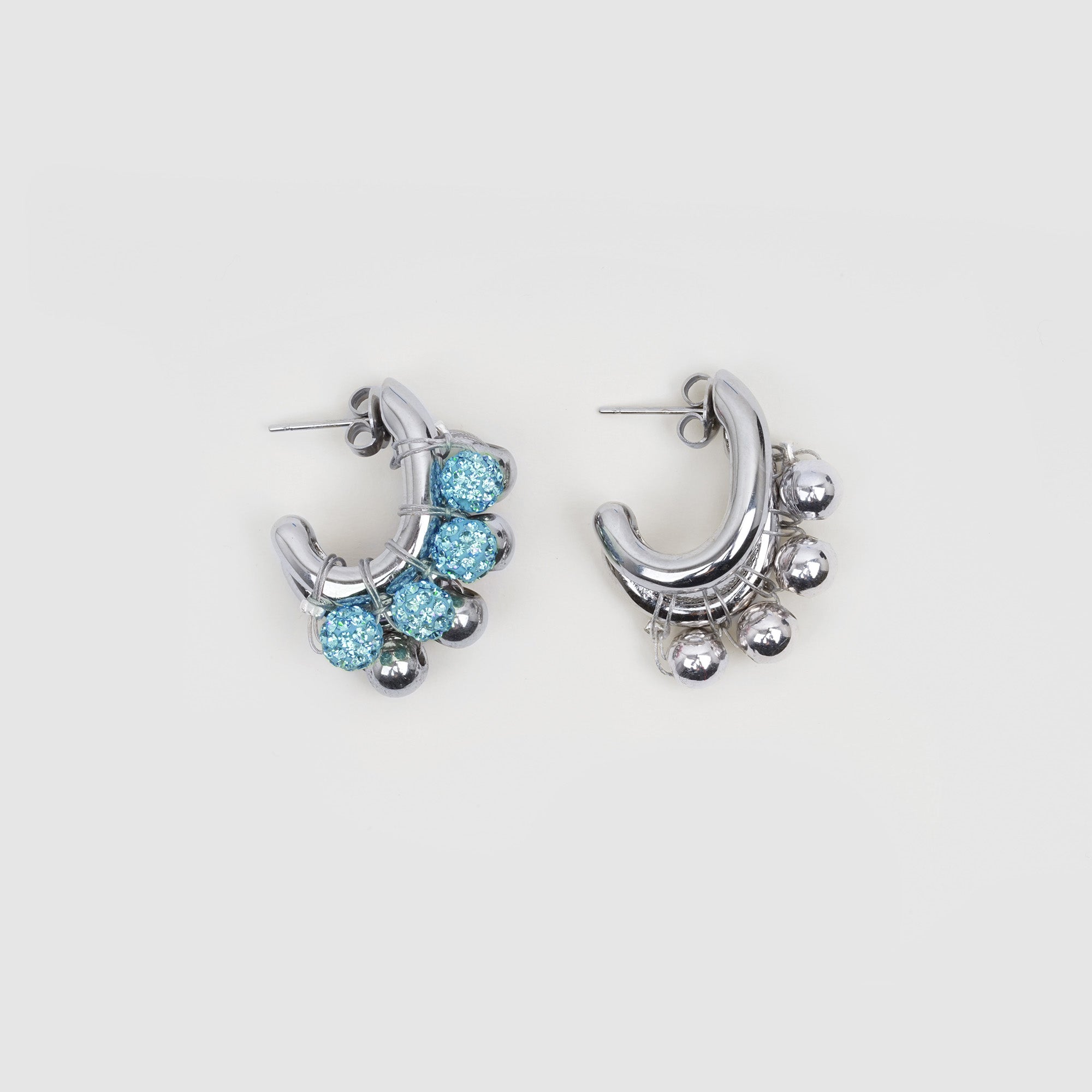 EARRINGS LA BICHRIS SILVERED/BLUE