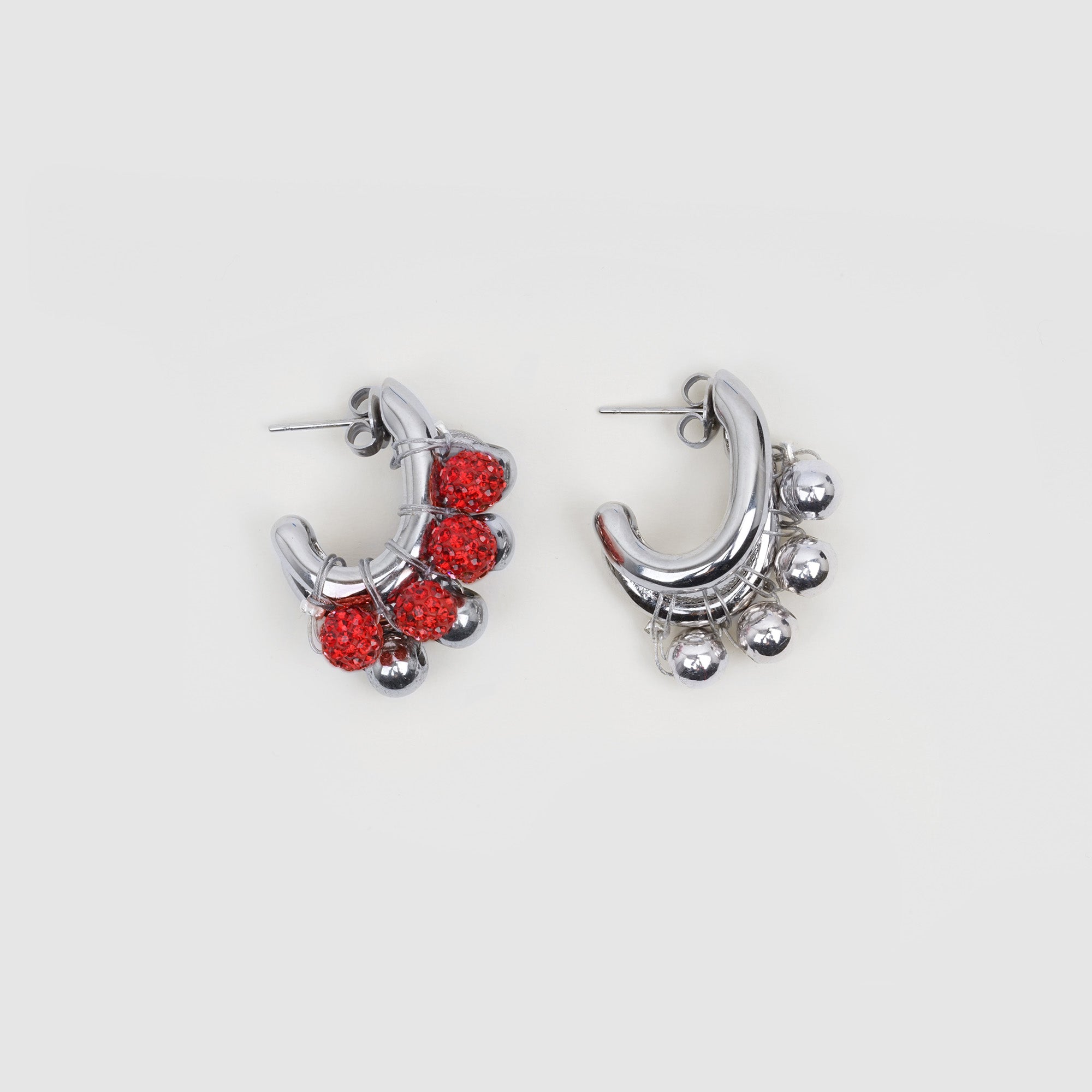 EARRINGS LA BICHRIS SILVERED/RED